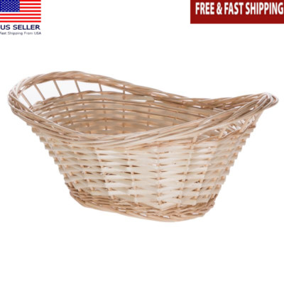 Decorative Oval Willow Storage Basket Cutout Handles Multipurpose Organizer New