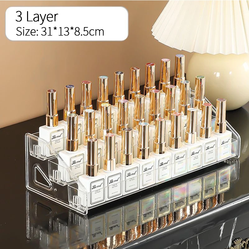 3 Tier Acrylic Nail Polish Display Rack UV Gel Beauty Organizer Manicure Storage