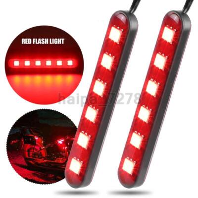 2X Red 3'' LED Brake Tail Light Strip Bar Strobe Flash Warning Motorcycle ATV UTV