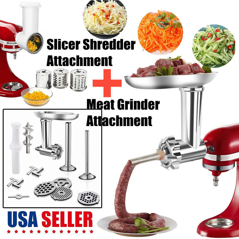 Metal Meat Grinder & Prep Slicer Shredder Attachment