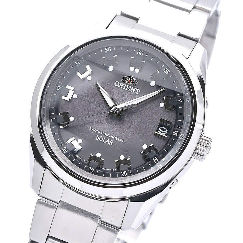 Pre-owned Orient Neo 70's Wv0061se Stainless Steel Radio Solar Watch Gray Dial 39.5mm