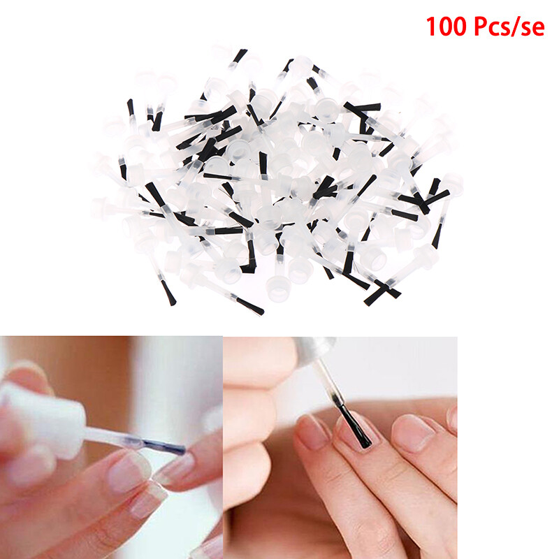 100Pc Nail Polish Applicator Brushes Replacement Liquid Dipping Gel Brush-CE
