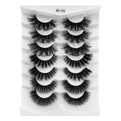 False Eyelashes Cat-Eye Fluffy Faux Mink Lashes 8D Wispy Lashes 7 Pairs