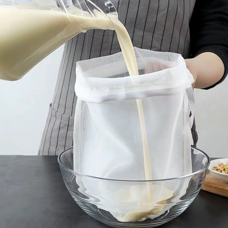 3x Nylon/Cotton Mesh Filter Bag Brewing Nut Milk Strainer Kitchen Reusable