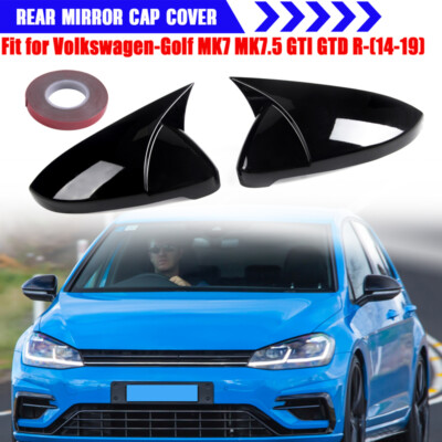 For VW Golf MK7 MK7.5 GTI GTD R 2014-19 Black Add-on Side Wing Mirror Cover M