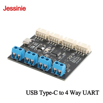 CH348 USB Type-C to 4 Way UART & RS485 Serial Port Expansion