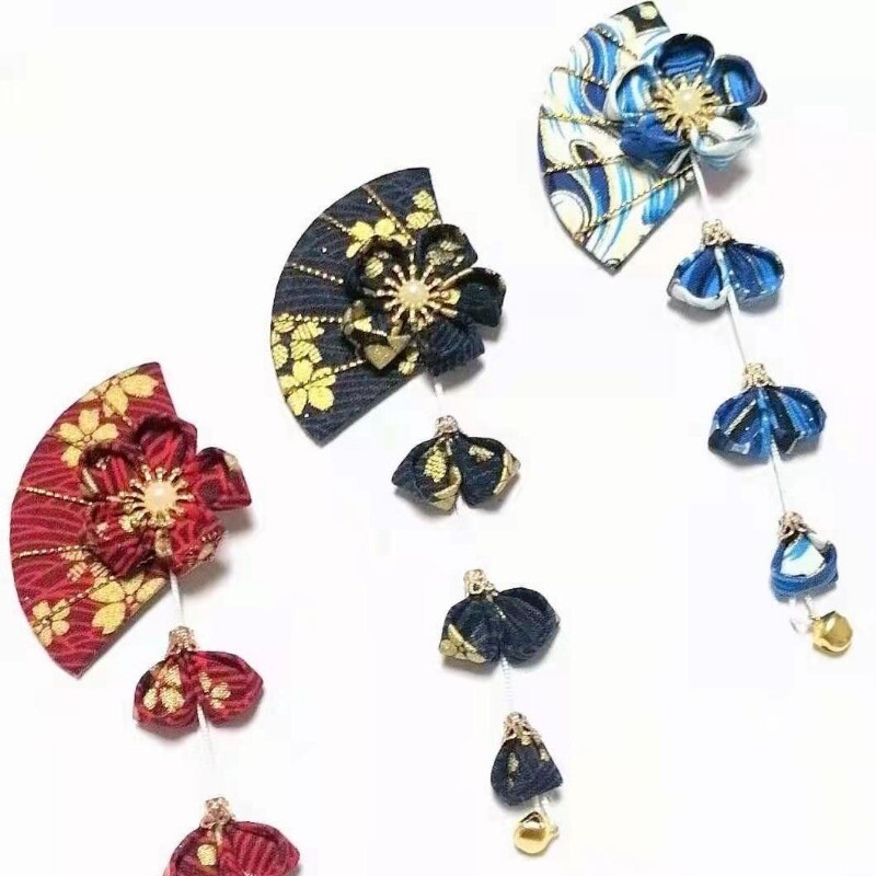 Lady Japanese Kimono Handmade Sakura Hair Clip Kanzashi Tassel Hairpin Hair Clip