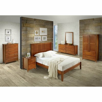 Camaflexi Shaker Style Solid Wood Queen Panel Platform Bed in Cherry