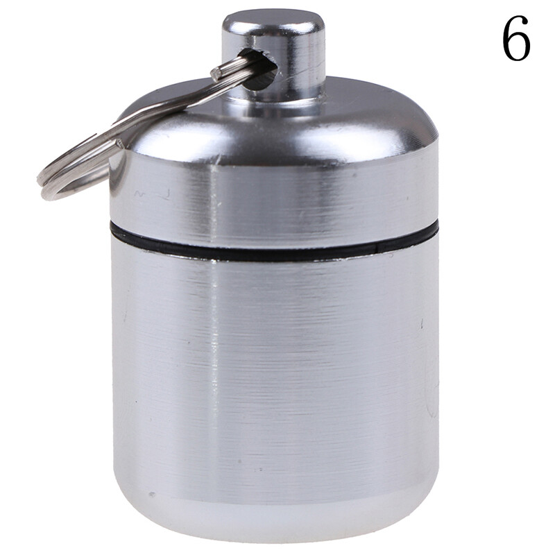 Mini Waterproof Aluminum Alloy Pill Box Case Bottle Holder Container Keychain'AA
