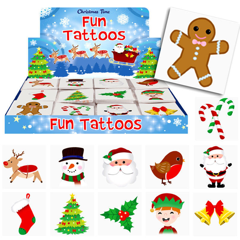 Xmas Christmas Temporary Tattoos Sticker Sheets Kids School Stocking Bag Fillers