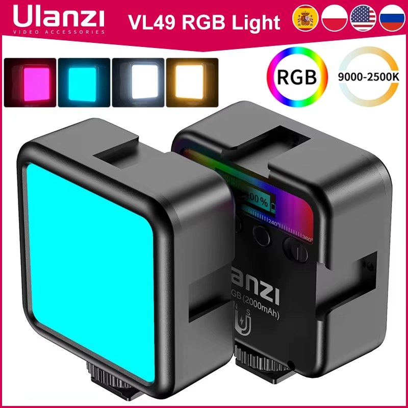 Mini RGB LED Video Light 2700K-9000K On Camera Fill Light Photography Lighting P