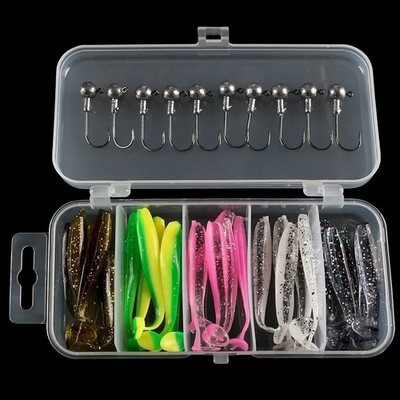 25 Pcs Lure Boxed Soft Bait Perch Warbler Fish Bait Soft Worms Threaded Curly