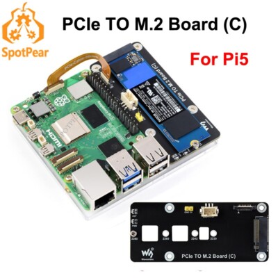Raspberry Pi5 PCIe to M.2 NVMe SSD Adapter Board C HAT Pi5-PCIe-2280-2242-2230
