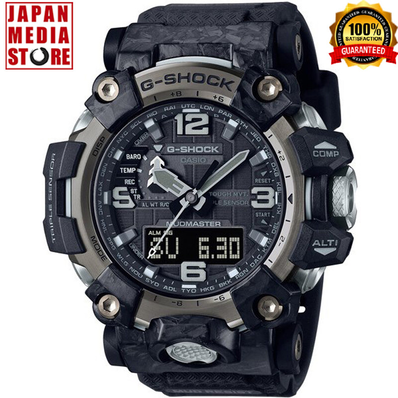 Pre-owned Casio G-shock Gwg-2000-1a1jf Carbon Mudmaster Radio Tough Solar Men Watch Japan