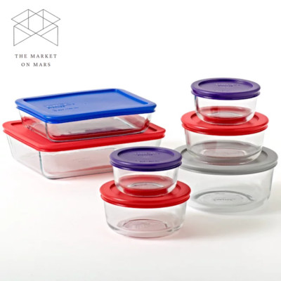 Pyrex Simply Store Glass Storage Container Set with Lids, 14 Piece Free Shipping
