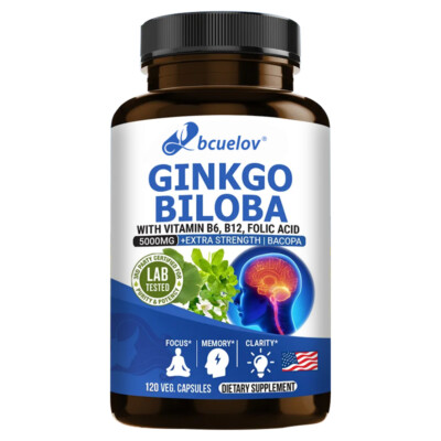 GINKGO BILOBA WITH VITAMIN B6, B12, FOLIC ACID for Brain Function,Brain & Memory