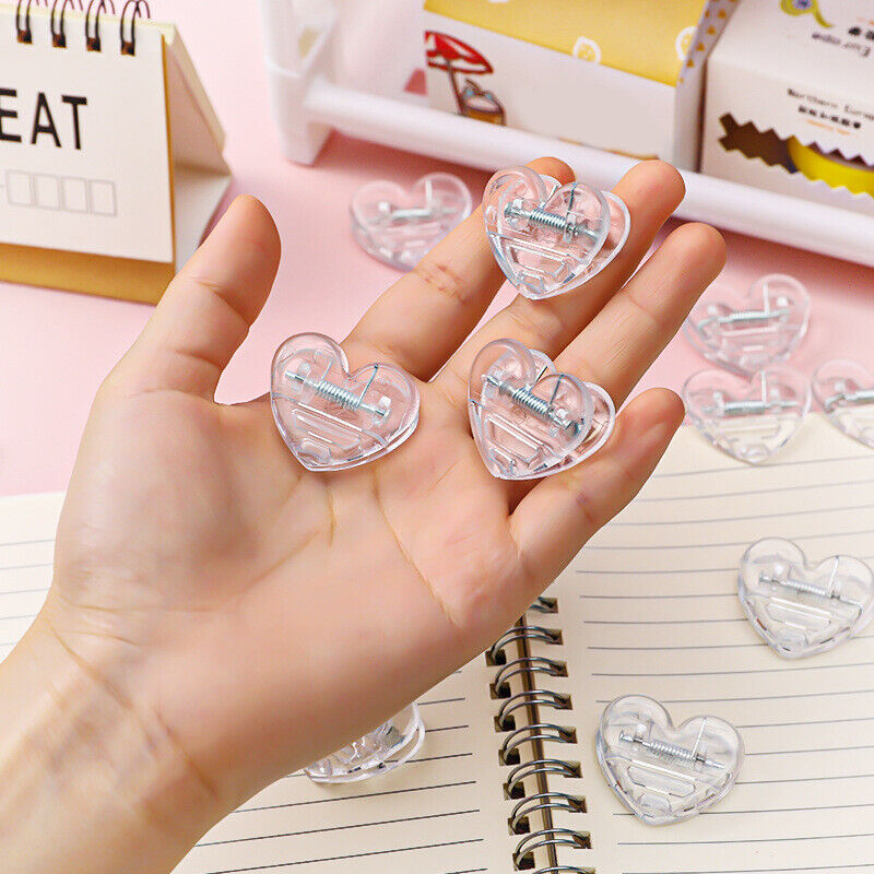 Mini Plastic Paper Clip Transparent Love Heart Clip School Stationery Supplies