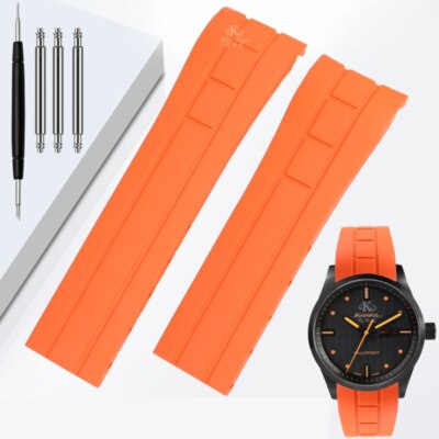 22 23mm Orange Black Blue Rubber Silicone Watchband Strap For Mido M005