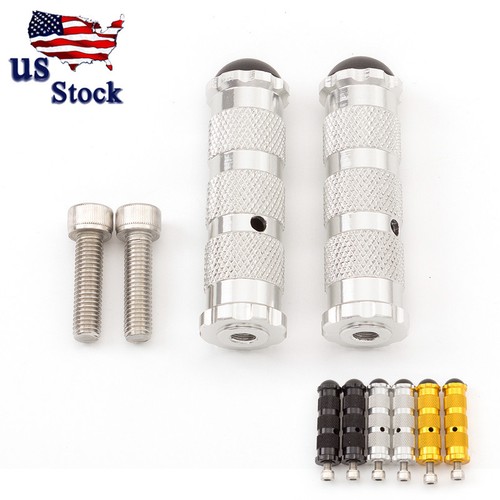 US Aluminum Motorcycle Silver Footpeg Rider Foot Rest Peg Set Rearset Pedal Bike