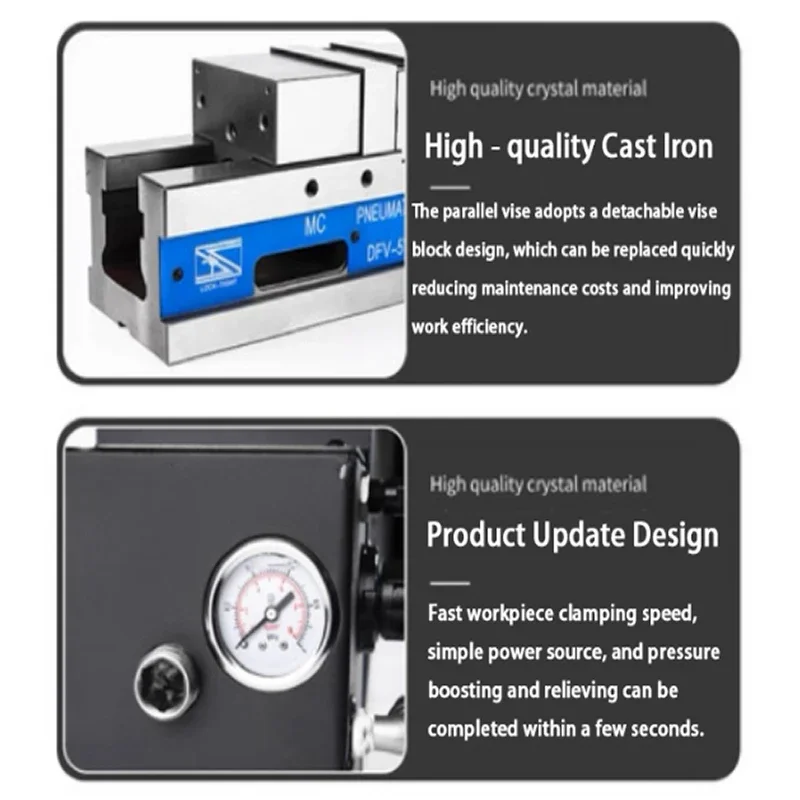 Precision Pneumatic Hydraulic Vise 4 Inch CNC Right Angle Clamp 0-250MM Milling