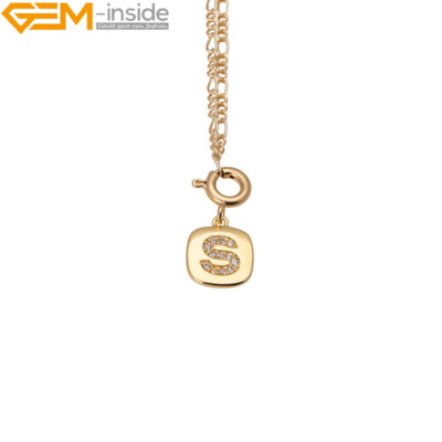 14K Yellow Gold Filled CZ Initial Letter Pendant Charms Jewelry Making 9x11mm