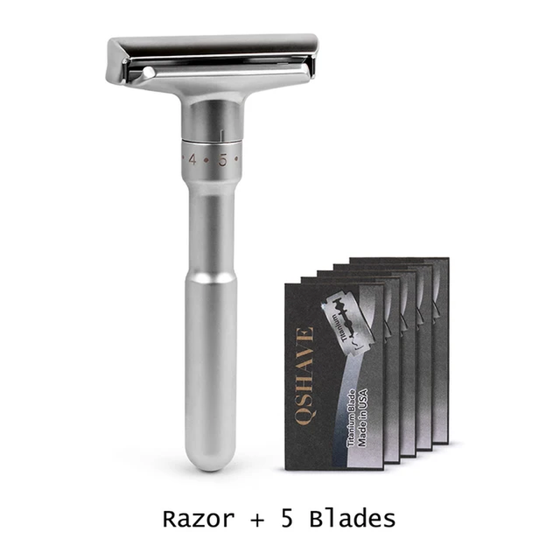 Adjustable Safety Razor Double Edge Classic Mens Shaving Hair Removal, 5 Blades