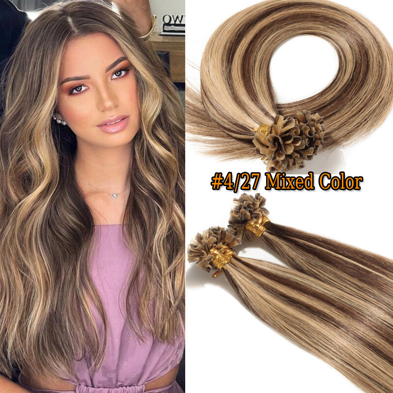 U Tip Hair Extensions 100 Indian Human Hair Pre Bonded Keratin Full