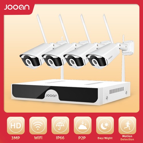 JOOAN 8CH CCTV 3MP Überwachungskamera Außen Funk NVR IP Kamera Set Nachtsicht
