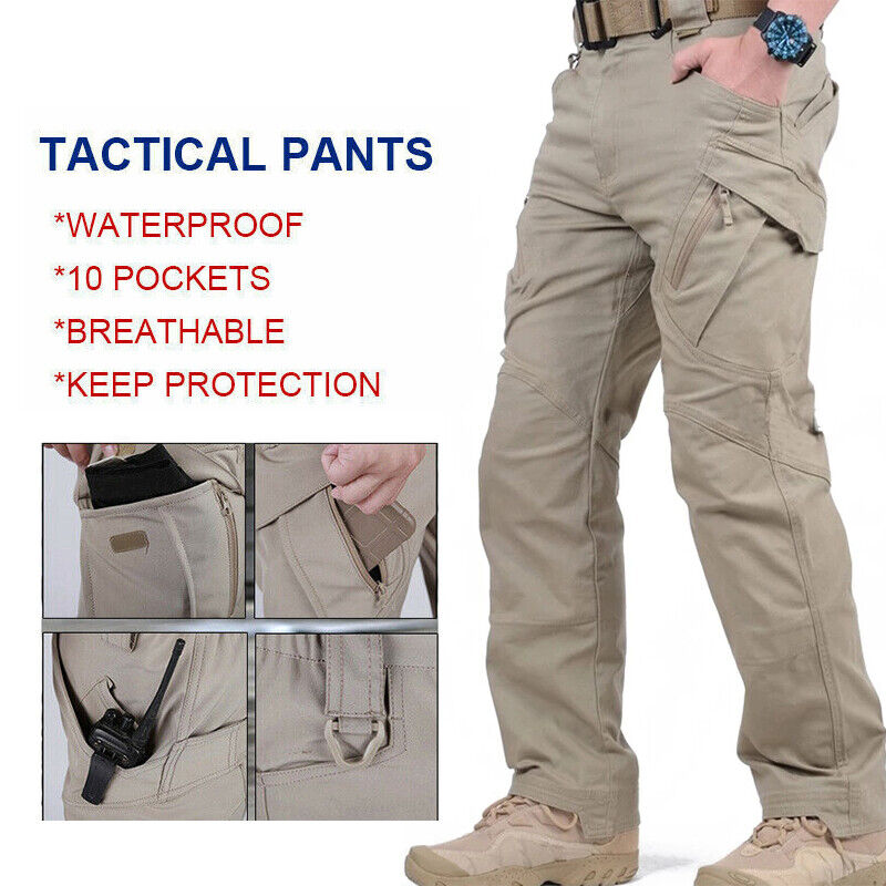 Tactical Combat Pant Mens Work Cargo Pants In/outdoor Hiking Waterproof Trousers