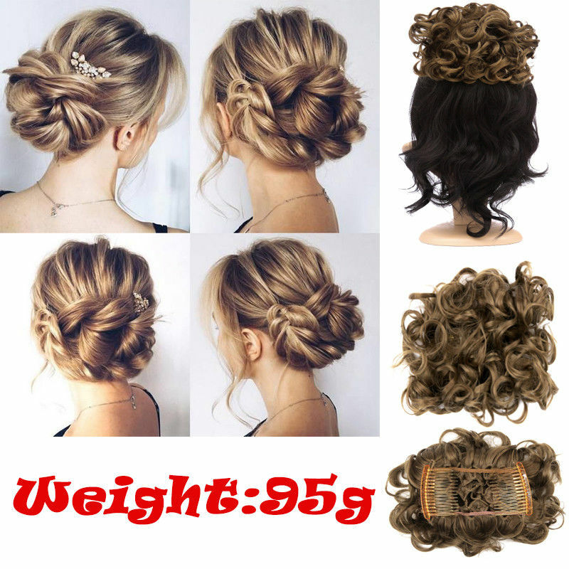 Extra THICK Rose Messy Bun Scrunchie Hair Extensions Ponytail Hairpiece AS Human