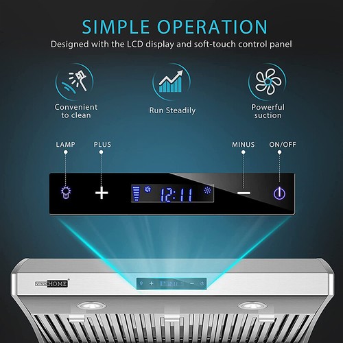 30'' Under Cabinet Range Hood Stainless Steel w/ LED Lights for Kitchen, 800CFM