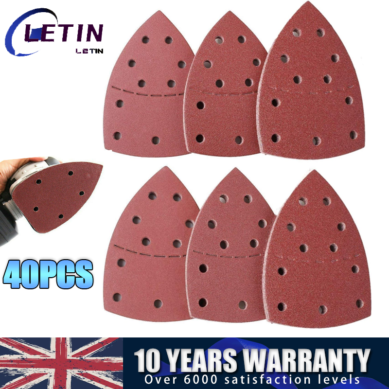 Prio Triangle Sanding Sheets | 100pcs | 11-Hole | 105x152mm | Grit 120 | For Bosch Prio Ventaro Multi-Sander | Abrasive Sandpaper Pads | Triangle Grinding Discs | Wood & Metal Sanding