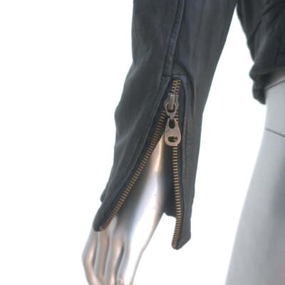 Pre-owned Doma Zip-out Hood Leather Jacket Black Size 0
