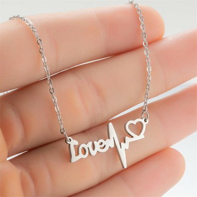 love monogram choker necklace cardio line heartbeat life love symbol collar new
