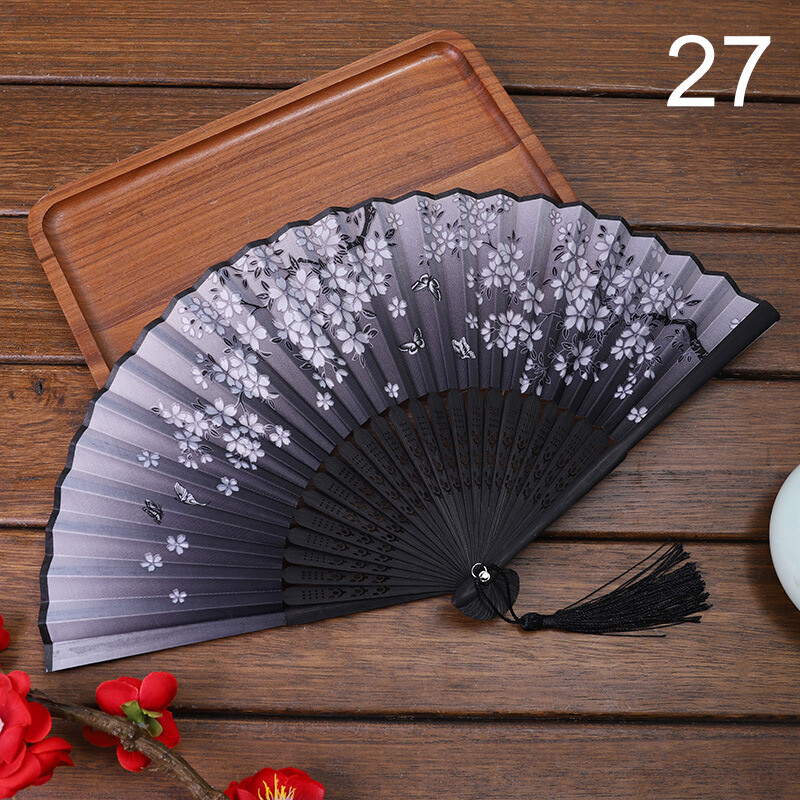 Folding Fan Hand Held Silk Bamboo Fan Dance Fans Wedding Party Fan Chinese Style