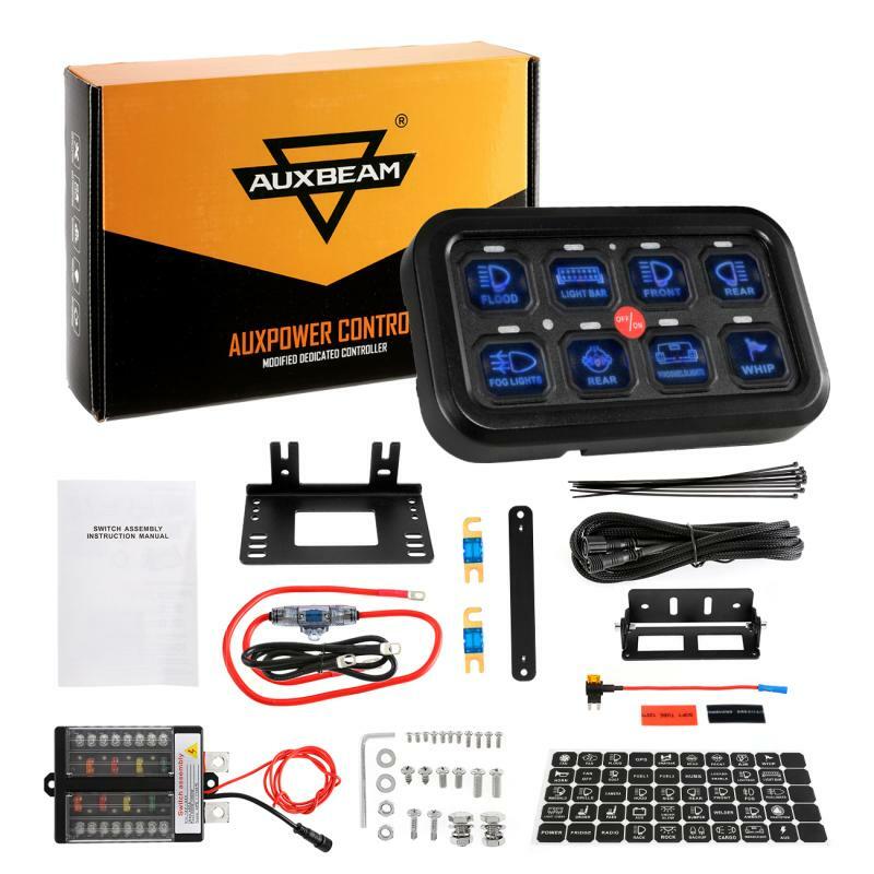 AUXBEAM 8 Gang Switch Panel Electronic Relay System On-Off Control LED 1200W 60A