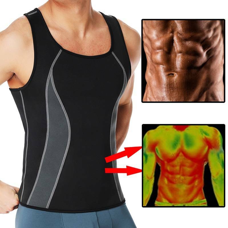 Men Neoprene Sauna Thermo Sweat Body Shaper Waist Trainer Fat Burner Vest Corset