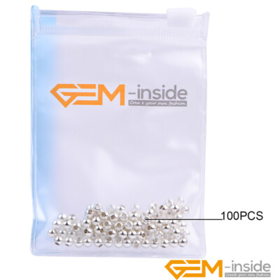 100 pcs White Silver Filled Round Smooth Spacer Loose Beads for Jewelry Making