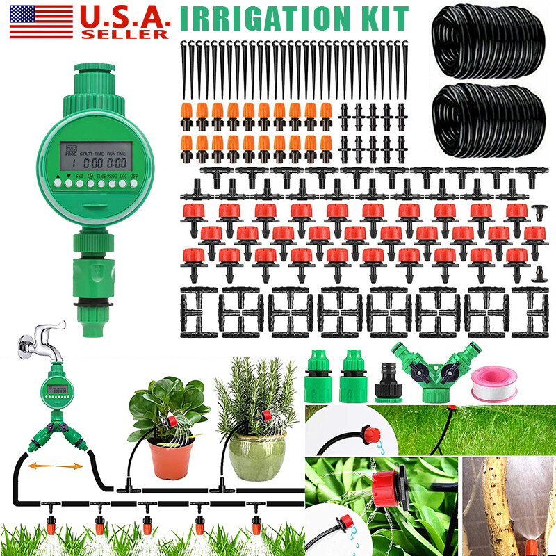Garden Irrigation System With Timer Plant Watering Diy Micro Drip Kits
