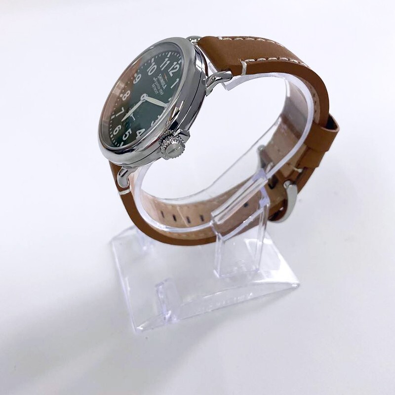 Pre-owned Shinola Classic  Runwell Green Dial With Tan Leather Strap Men Women Watch 41