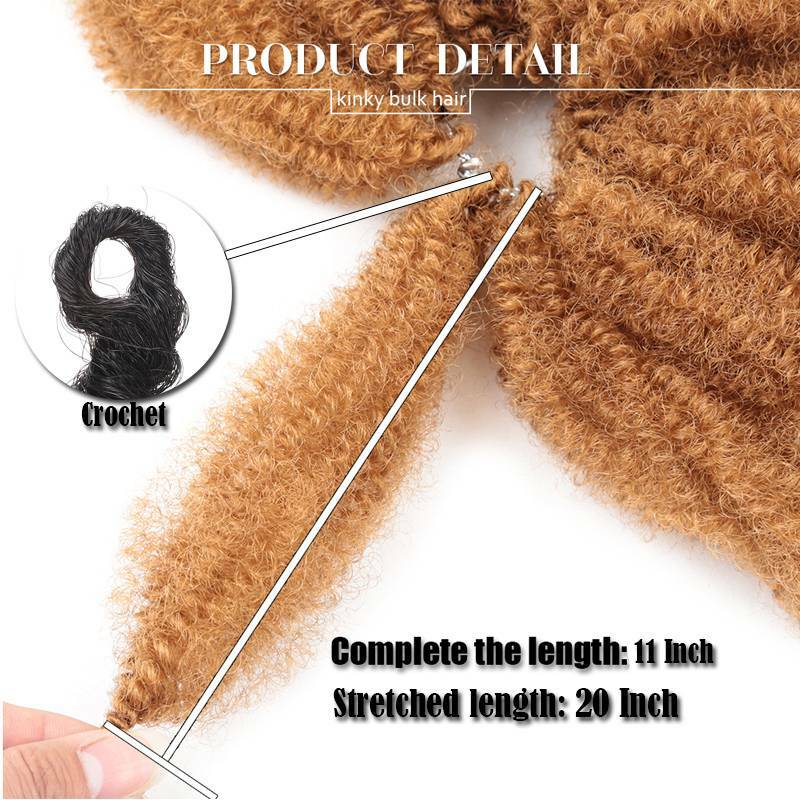 Afro Kinky Bulk Hair Extension Curly Twist Crochet Braids 100% Natural as Human