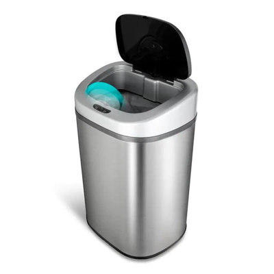 Motion sensored outlet trash can