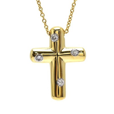 Tiffany & Co. Dots Cross Necklace with Diamonds 40cm K18 18k Gold