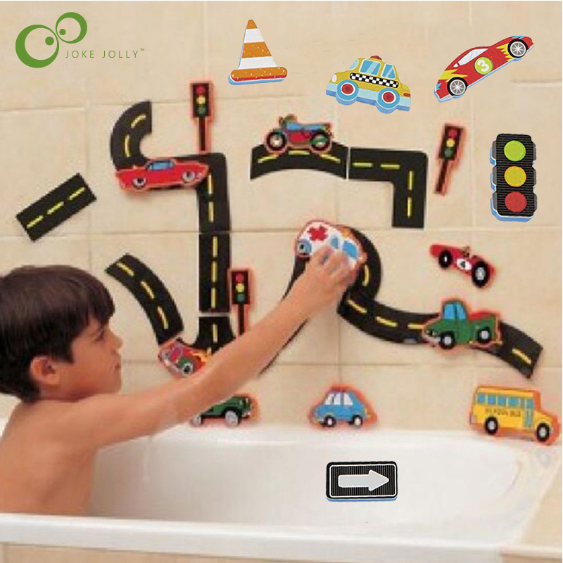 Rail Traffic Vehicle Bath Toys Soft EVA Kids Baby Bathroom W