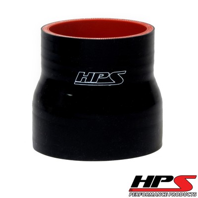 HPS High Temp 3.38'' > 3.5'' IDx 3'' Long 4-ply Silicone Reducer Coupler Hose Black