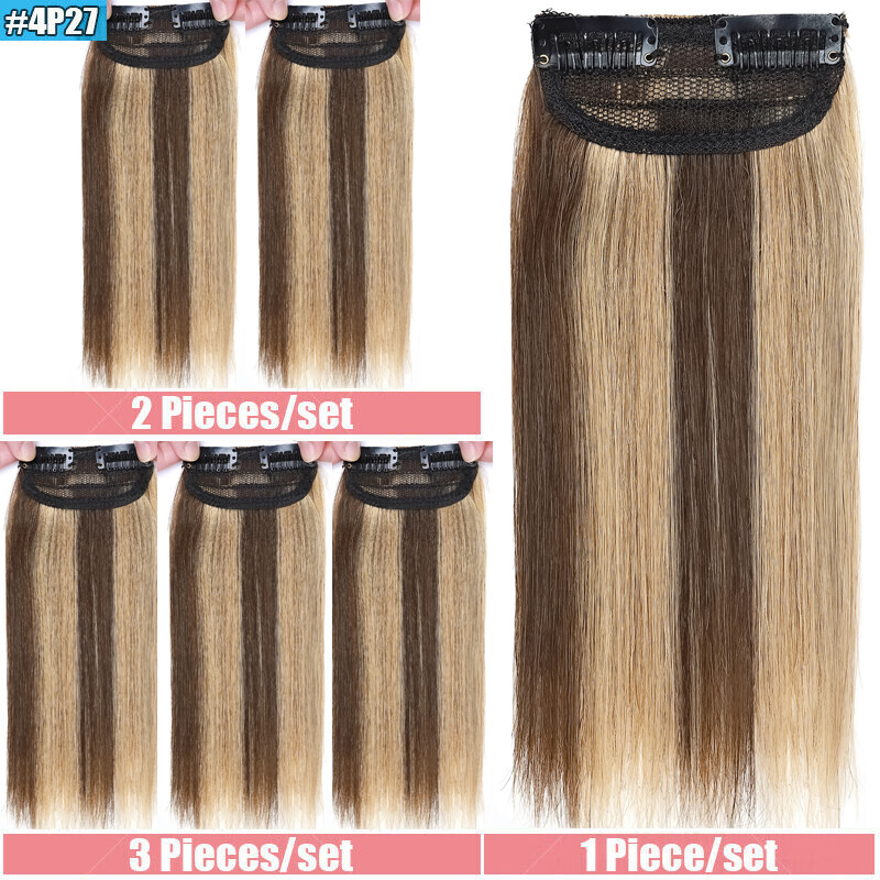 Short Mini Hair Pad Clip In Real Remy Human Hair Extensions Topper Hairpiece 10"