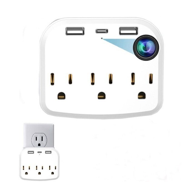 4K 1080P HD WIFI IP Camera Wall USB Outlets Power Socket Hidden Cam Network DVR