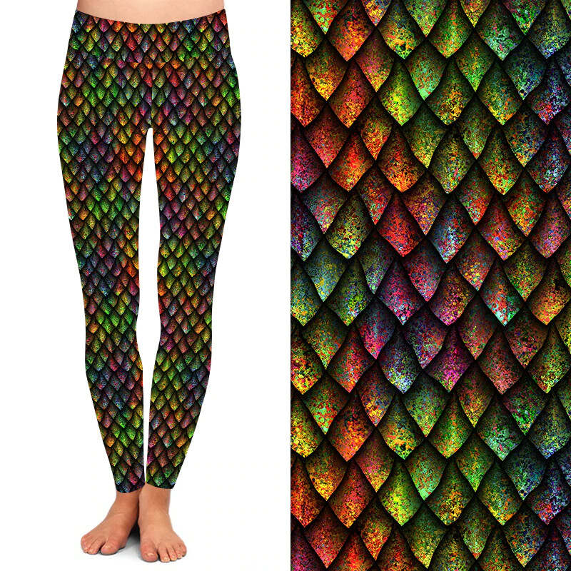 Multicolour Dragon Scale Printed leggings Yoga Elasticated women's & Kid's sizes