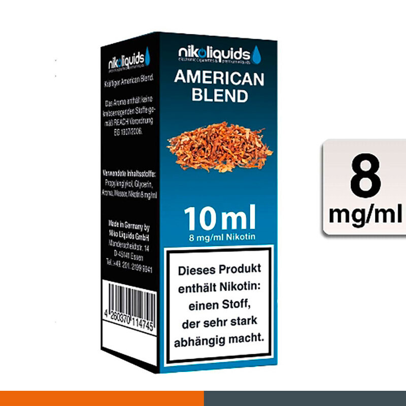 Nikoliquids American Blend 8 mg/ml Flasche 10 ml E-Liquid