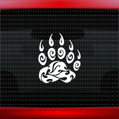 Bear Paw #3 Native American Car Decal Window Sticker Feather Wolf (20 COLORS!)